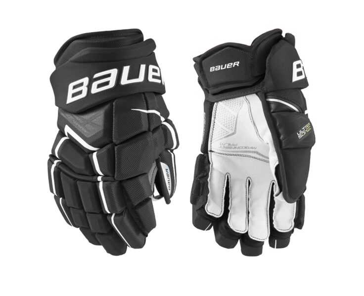Bauer Supreme Ultrasonic Intermadiate ice hockey gloves (black and white)