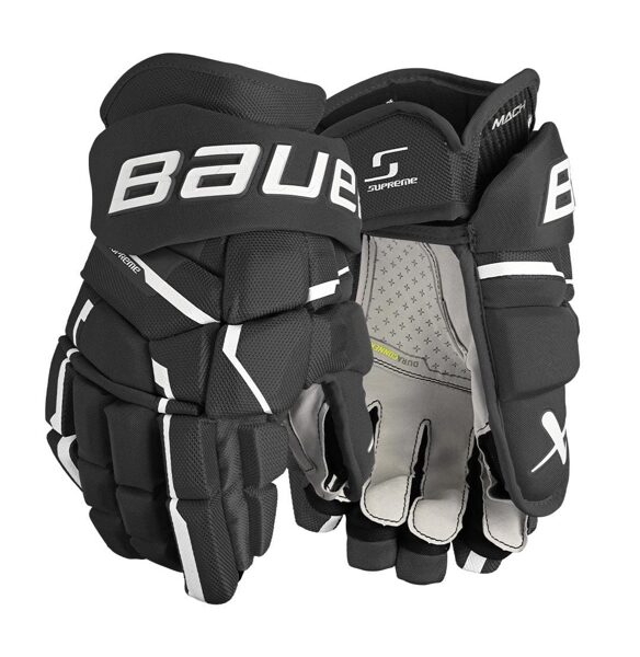 Bauer Supreme S23 MACH Senior hokeja cimdi (melni un balti)