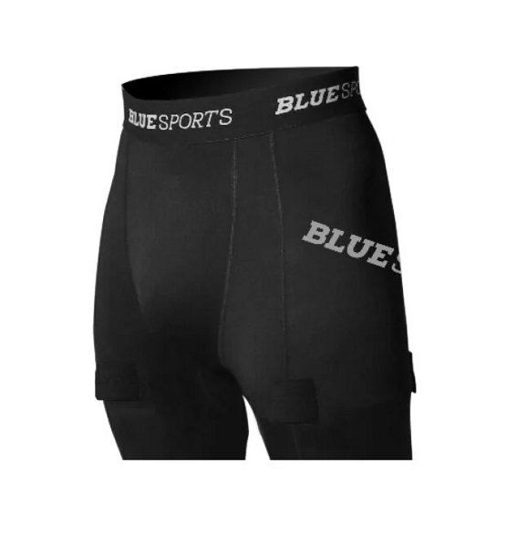 Blue Sports Fitted Shorts with cup Senior jock